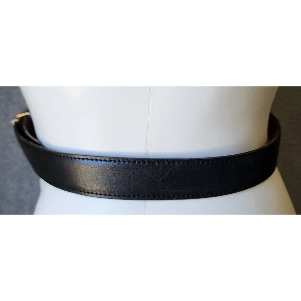 Vintage YSL Yves Saint Laurent Black‎ & Brown Reversible Leather Belt 37